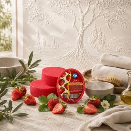 Internatural Çilekli Süngerli Bitkisel Banyo Sabunu 10'lu Paket (10 x 120 g)