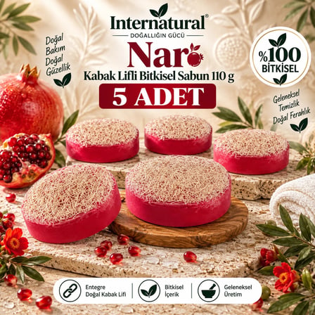 Internatural Nar Kabak Lifli Bitkisel Sabun 5'li Paket (5 x 110 g)