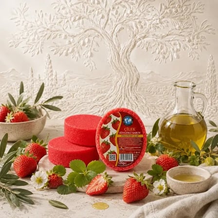 Internatural Çilekli Süngerli Bitkisel Banyo Sabunu 40'lı Paket (40 x 120 g)