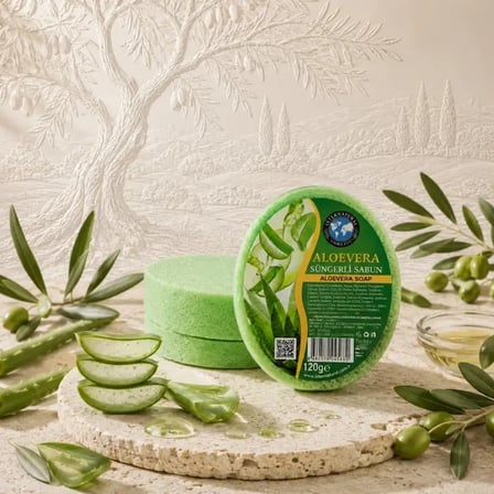 Internatural Aloe Vera Süngerli Bitkisel Banyo Sabunu 10'lu Paket (10 x 120 g)