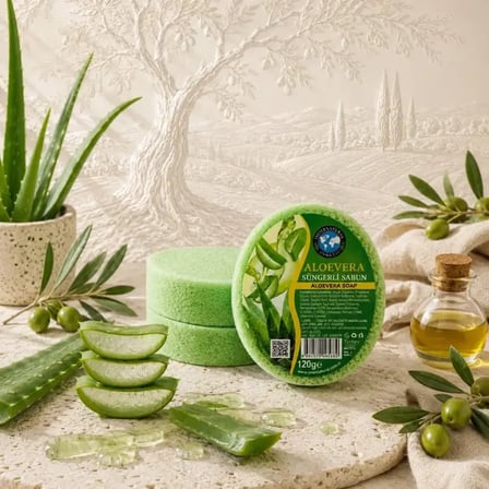 Internatural Aloe Vera Süngerli Bitkisel Banyo Sabunu 80'li Koli (80 x 120 g)