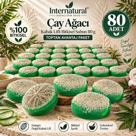 Internatural Çay Ağacı Kabak Lifli Bitkisel Sabun 80'li Paket (80 x 110 g)