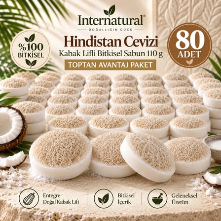 Internatural Ardıç Katranı Kabak Lifli Bitkisel Sabun 80'li Paket (80 x 110 g)