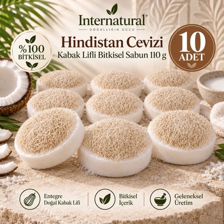 Internatural Hindistan Cevizi Kabak Lifli Bitkisel Sabun 10'lu Paket (10 x 110 g)