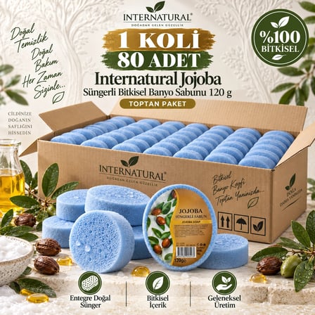 Internatural Jojoba Süngerli Bitkisel Banyo Sabunu 80'li Koli (80 x 120 g)