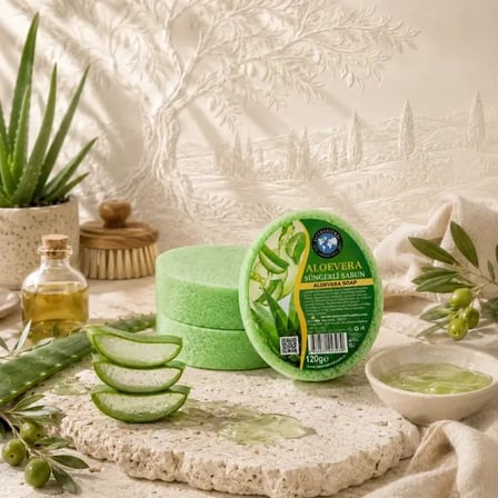 Internatural Aloe Vera Süngerli Bitkisel Banyo Sabunu 5'li Paket (5 x 120 g)
