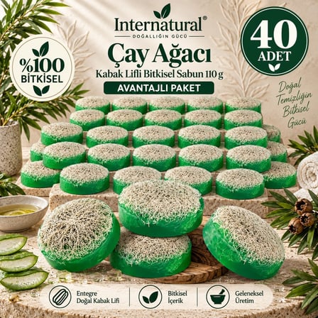 Internatural Çay Ağacı Kabak Lifli Bitkisel Sabun 40'lı Paket (40 x 110 g)