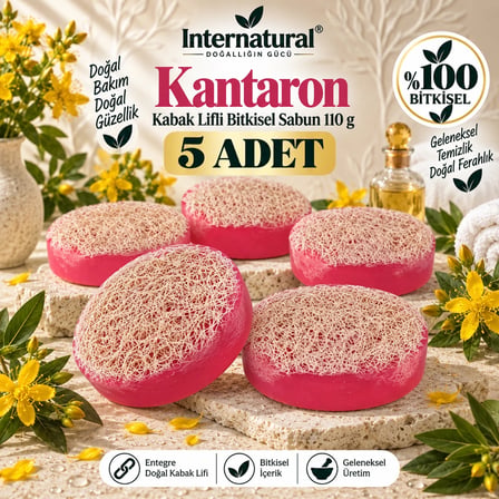 Internatural Kantaron Kabak Lifli Bitkisel Sabun 5'li Paket (5 x 110 g)