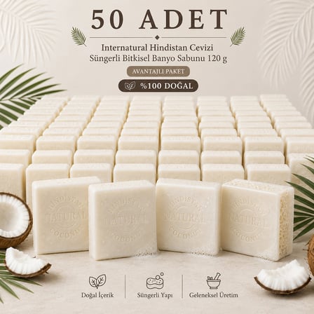 Internatural Hindistan Cevizi Bitkisel Sabun 120 g - 50 Adet