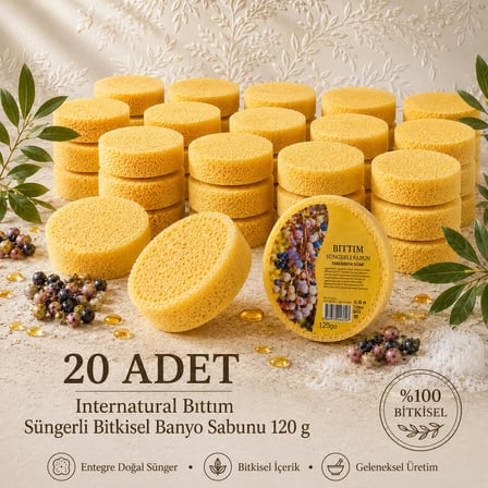 Internatural Bıttım Süngerli Bitkisel Banyo Sabunu 20'li Paket (20 x 120 g)