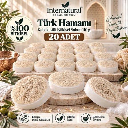 Internatural Türk Hamamı Kabak Lifli Bitkisel Sabun 20'li Paket (20 x 110 g)