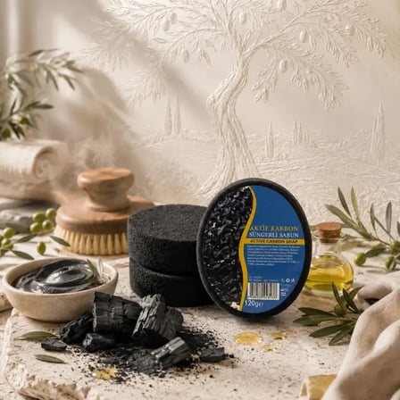 Internatural Aktif Karbon Süngerli Bitkisel Banyo Sabunu 80'li Koli (80 x 120 g)