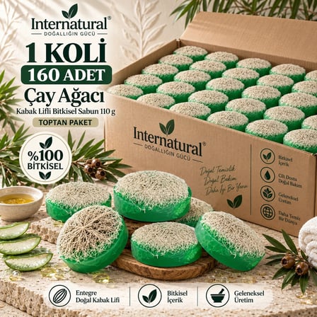 Internatural Çay Ağacı Kabak Lifli Bitkisel Sabun 160'lı Paket (160 x 110 g)