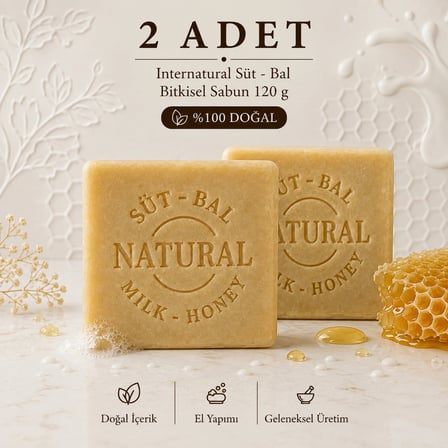 Internatural Süt - Bal Bitkisel Sabun 120 g - 2 Adet