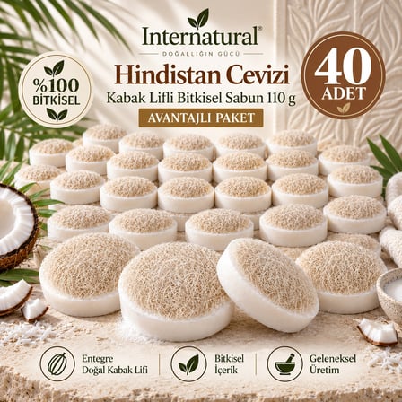 Internatural Ardıç Katranı Kabak Lifli Bitkisel Sabun 40'lı Paket (40 x 110 g)
