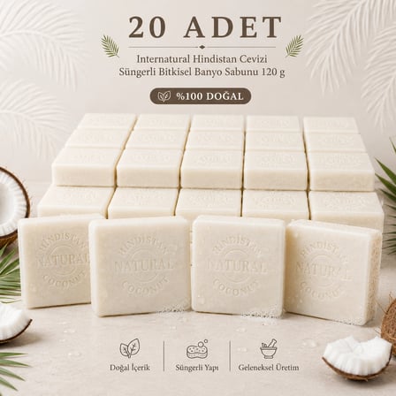 Internatural Hindistan Cevizi Bitkisel Sabun 120 g - 20 Adet
