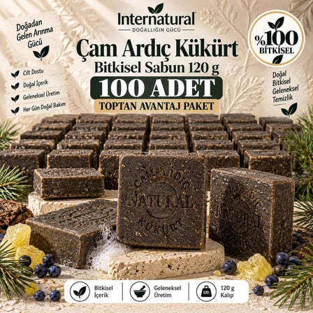 Internatural Çam Ardıç Kükürt Bitkisel Sabun 120 g - 100 Adet