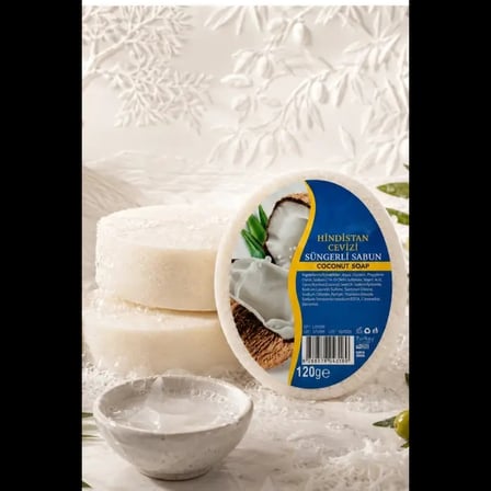 Internatural Hindistan Cevizi Süngerli Bitkisel Banyo Sabunu 40'lı Paket (40 x 120 g)