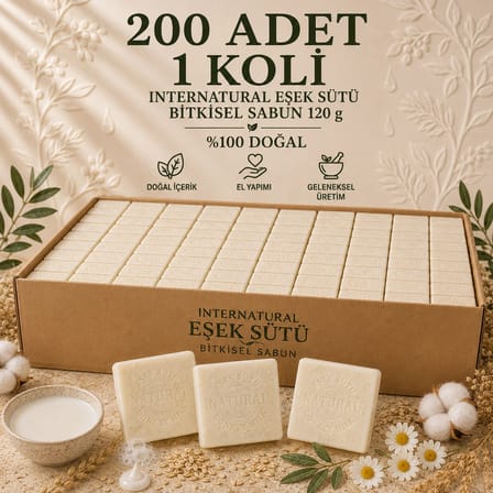 Internatural Eşek Sütü Bitkisel Sabun 120 g - 200 Adet (1 Koli)
