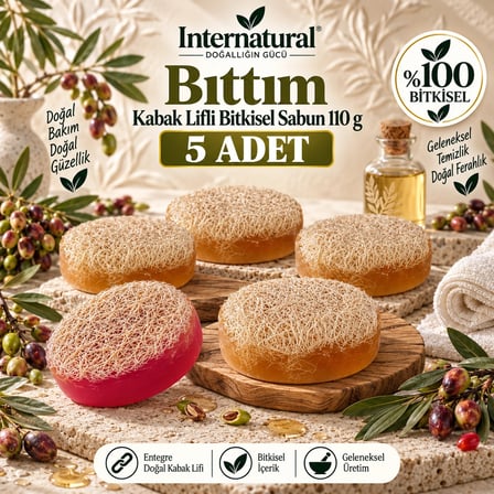 Internatural Bıttım Kabak Lifli Bitkisel Sabun 5'li Paket (5 x 110 g)