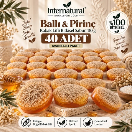 Internatural Ballı & Pirinç Kabak Lifli Bitkisel Sabun 40'lı Paket (40 x 110 g)