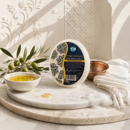Internatural Türk Hamamı Süngerli Bitkisel Banyo Sabunu 5'li Paket (5 x 120 g)