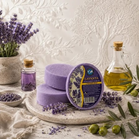 Internatural Lavanta Özlü Süngerli Bitkisel Banyo Sabunu 40'lı Paket (40 x 120 g)