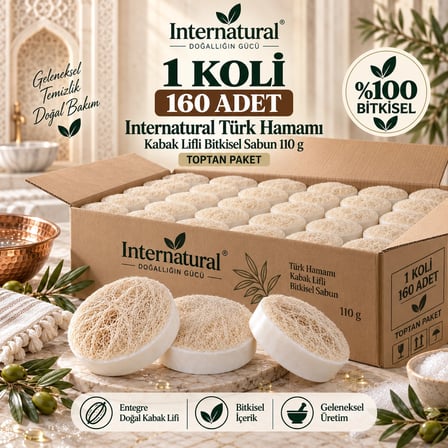 Internatural Türk Hamamı Kabak Lifli Bitkisel Sabun 160'lı Paket (160 x 110 g)