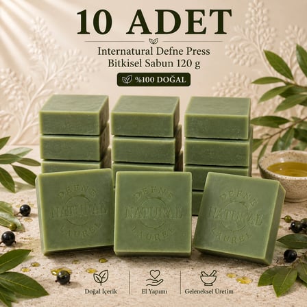 Internatural Defne Press Bitkisel Sabun - 10 Adet