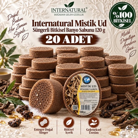 Internatural Mistik Ud Süngerli Bitkisel Banyo Sabunu 20'li Paket (20 x 120 g)