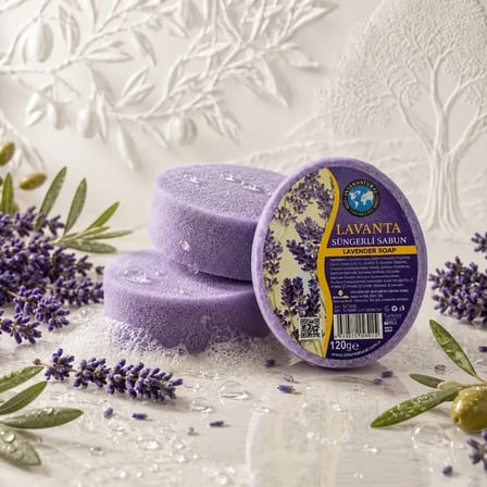 Internatural Lavanta Özlü Süngerli Bitkisel Banyo Sabunu 20'li Paket (20 x 120 g)