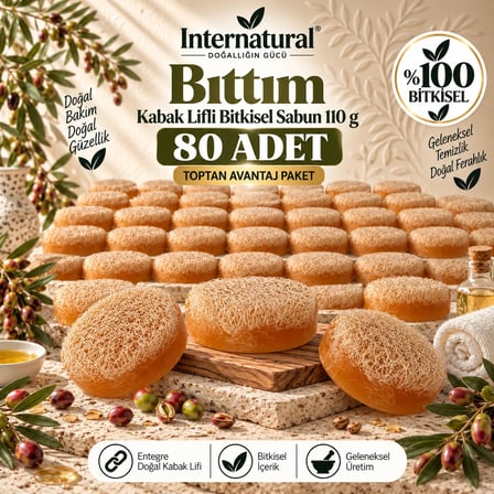 Internatural Bıttım Kabak Lifli Bitkisel Sabun 80'li Paket (80 x 110 g)