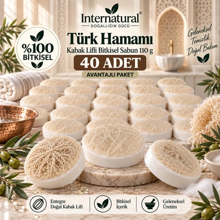 Internatural Türk Hamamı Kabak Lifli Bitkisel Sabun 40'lı Paket (40 x 110 g)