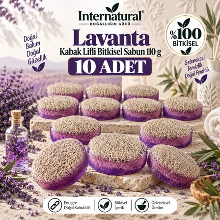 Internatural Lavanta Kabak Lifli Bitkisel Sabun 10'lu Paket (10 x 110 g)