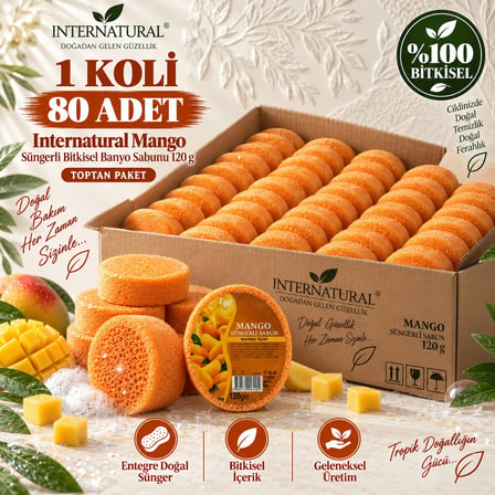 Internatural Mango Süngerli Bitkisel Sabun 80'li Koli (80 x 120 g)