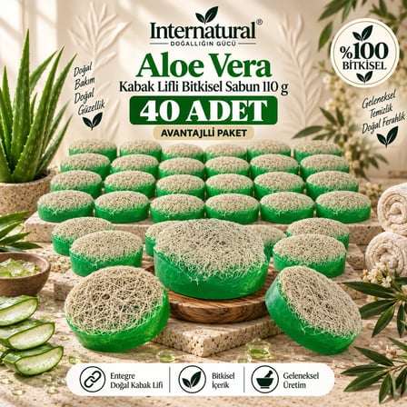Internatural Aloe Vera Kabak Lifli Bitkisel Sabun 40'lı Paket (40 x 110 g)
