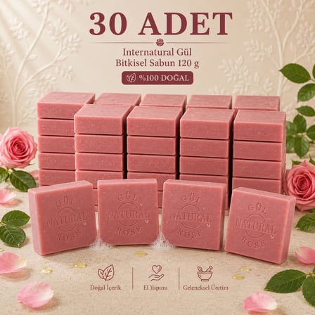 Internatural Gül Bitkisel Sabun 120 g - 30 Adet