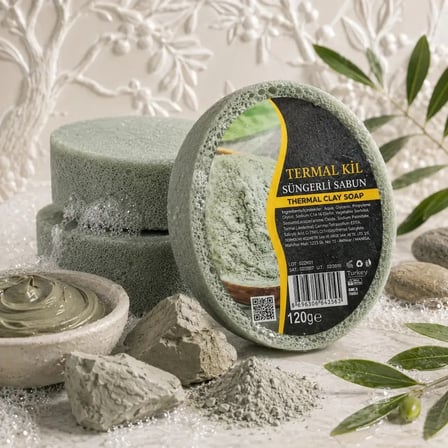 Internatural Termal Kil Süngerli Bitkisel Banyo Sabunu 10'lu Paket (10 x 120 g)