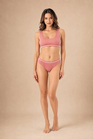 2'li Kadın Pedli Pamuklu Kaşkorse Bralet Külot İç Çamaşırı Takımı