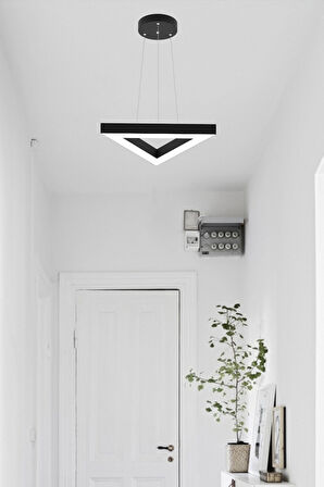 Trıan ( Siyah Kasa, Gün Işığı ) Ledli Modern Led Avize, Salon, Mutfak, Antre, Hol, Masa, Sarkıt