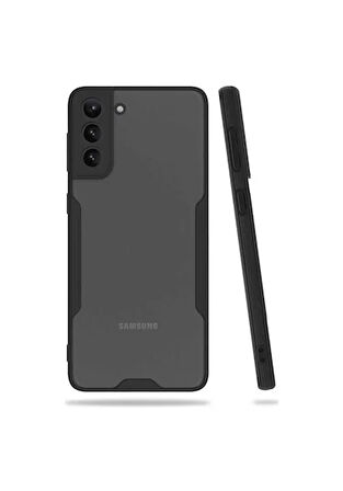SAMSUNG S21 SAMSUNG S30 UYUMLU PARFE ARKA MAT ŞEFFAF KENAR SİYAH KAMERA KORUMALI