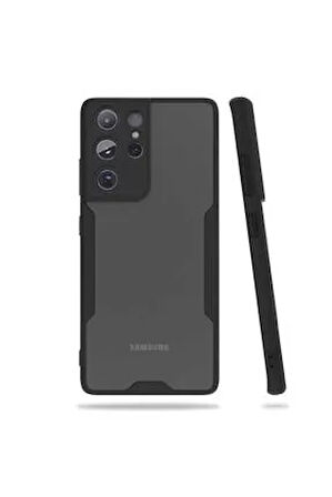 SAMSUNG S21 SAMSUNG S30 UYUMLU PARFE ARKA MAT ŞEFFAF KENAR SİYAH KAMERA KORUMALI