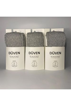 3'Lü Paket Carina Cotton Pamuklu Desenli Gri Kadın Külotlu Çorap