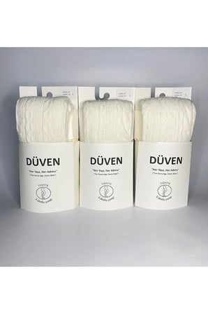 3'Lü Paket Carina Cotton Pamuklu Desenli Vanilya Kadın Külotlu Çorap