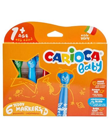 Carioca Süper Jumbo Teddy Keçeli Kalem 6 Renk - Boyama Kitabı Set