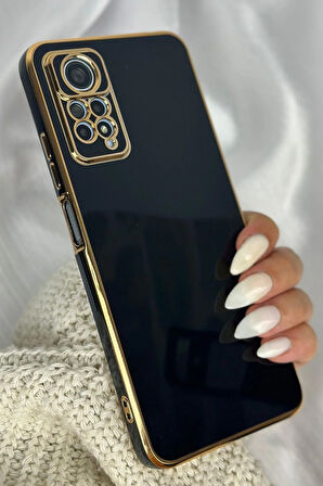 İPHONE 12 PRO MAX UYUMLU BARK YUMUŞAK SİYAH KILIF KENARLAR GOLD