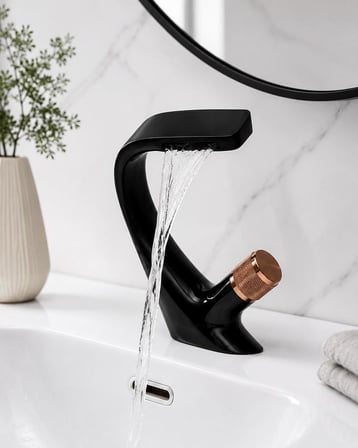 ZEN KISA LAVABO BATARYASI MAT SIYAH-ROSE