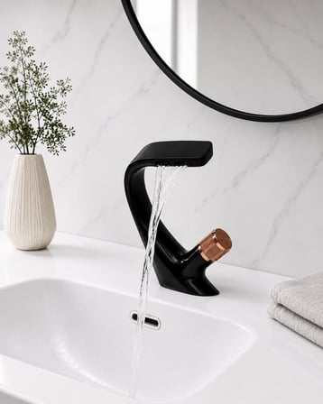 ZEN KISA LAVABO BATARYASI MAT SIYAH-ROSE