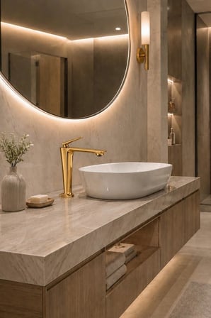 SENSA UZUN LAVABO BATARYASI MAT PIRINC-ALTIN