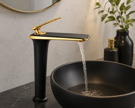 FORMA UZUN LAVABO BATARYASI MAT SIYAH-ALTIN